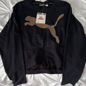 Puma Men's Black and Gold Crewneck Sweater
